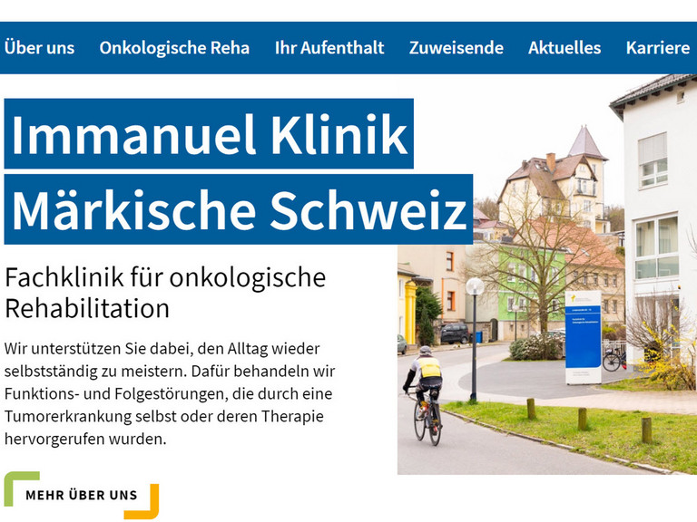 Immanuel Albertinen Diakonie - Nachricht - Internetauftritt der Rehaklinik in neuem Glanz und unsere Weblandschaft wächst - Screenshot Webseite